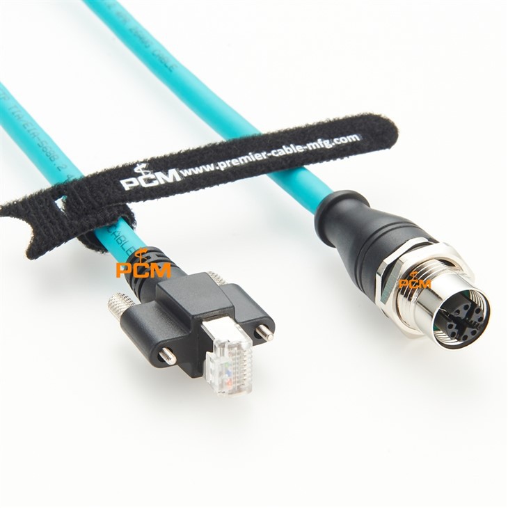 M12 X-code To RJ45 Panel Mount Ethernet Cable