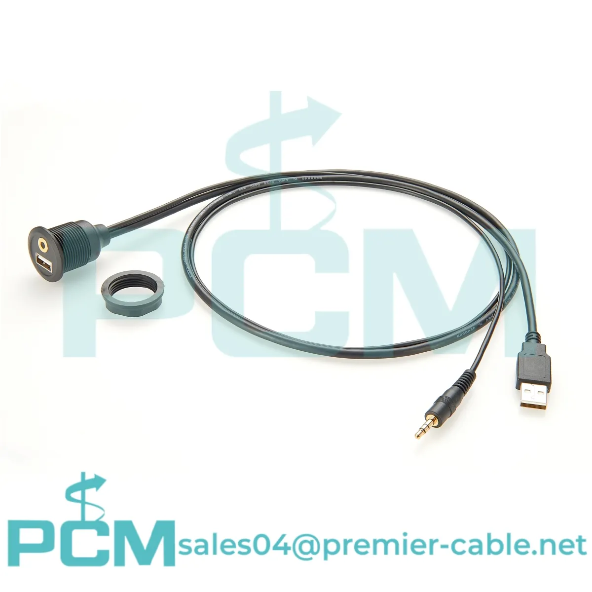 Cable adaptador auxiliar estéreo USB de 3,5 mm para montaje en panel
