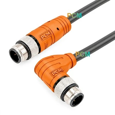 Varón de ángulo recto del código M12 D al cable Ethernet masculino RJ45
