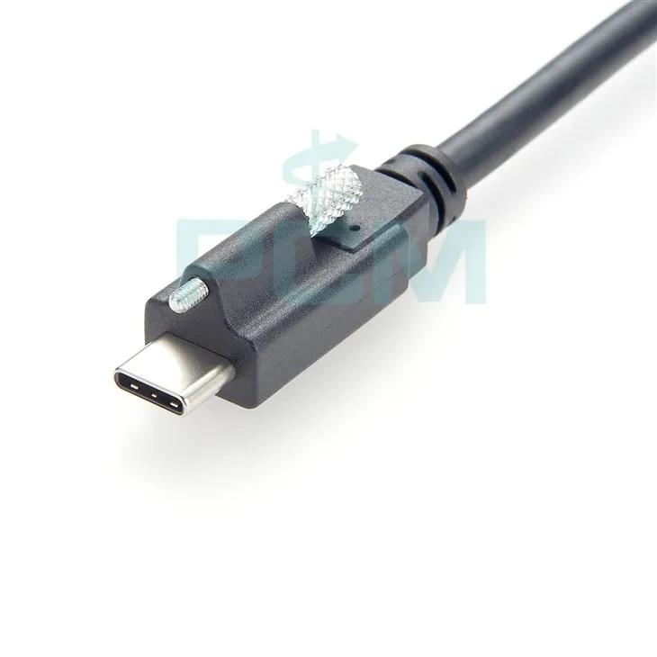 USB 3.1 Single Screw Lock Type-C Male Cable 10G 5A 100W