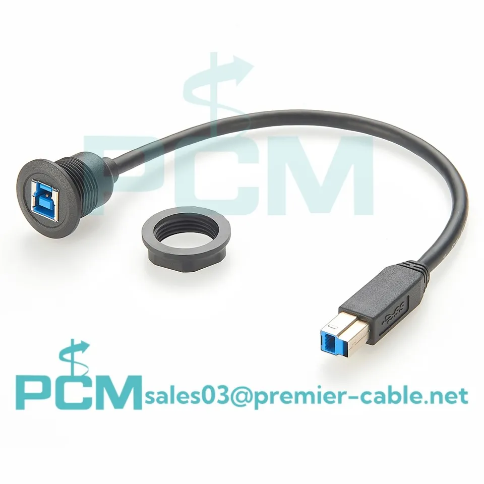 USB 3. 0 Tipo B Cable de extensión de montaje de montaje de montaje de lavado masculino a hembra